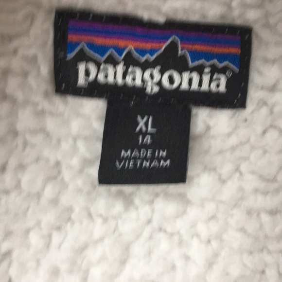 Girls white fleece patagonia vest XL size 14 - Picture 2 of 4